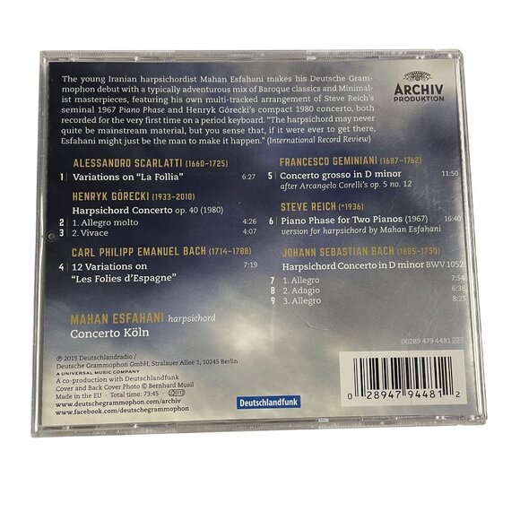 Time Present and Time Past Mahan Esfahani Classical Audio CD 2015 9 Tracks u - Picture 2 of 3